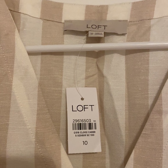 NWT LOFT stripe puffed sleeve button down dress - Picture 7 of 10